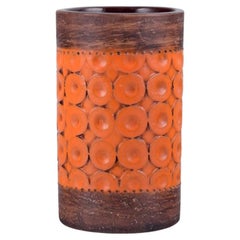 Bitossi, Italy, rare ceramic vase with orange glaze in retro design. 
