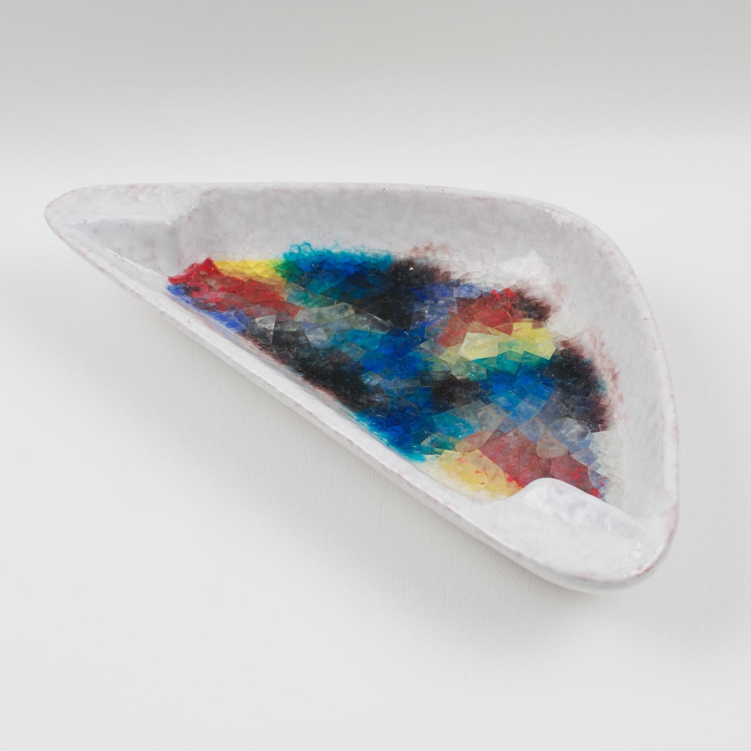 Bitossi Italy Raymor Ceramic Bowl Ashtray Fritte Fused Glass Mosaic MCM Colors 5