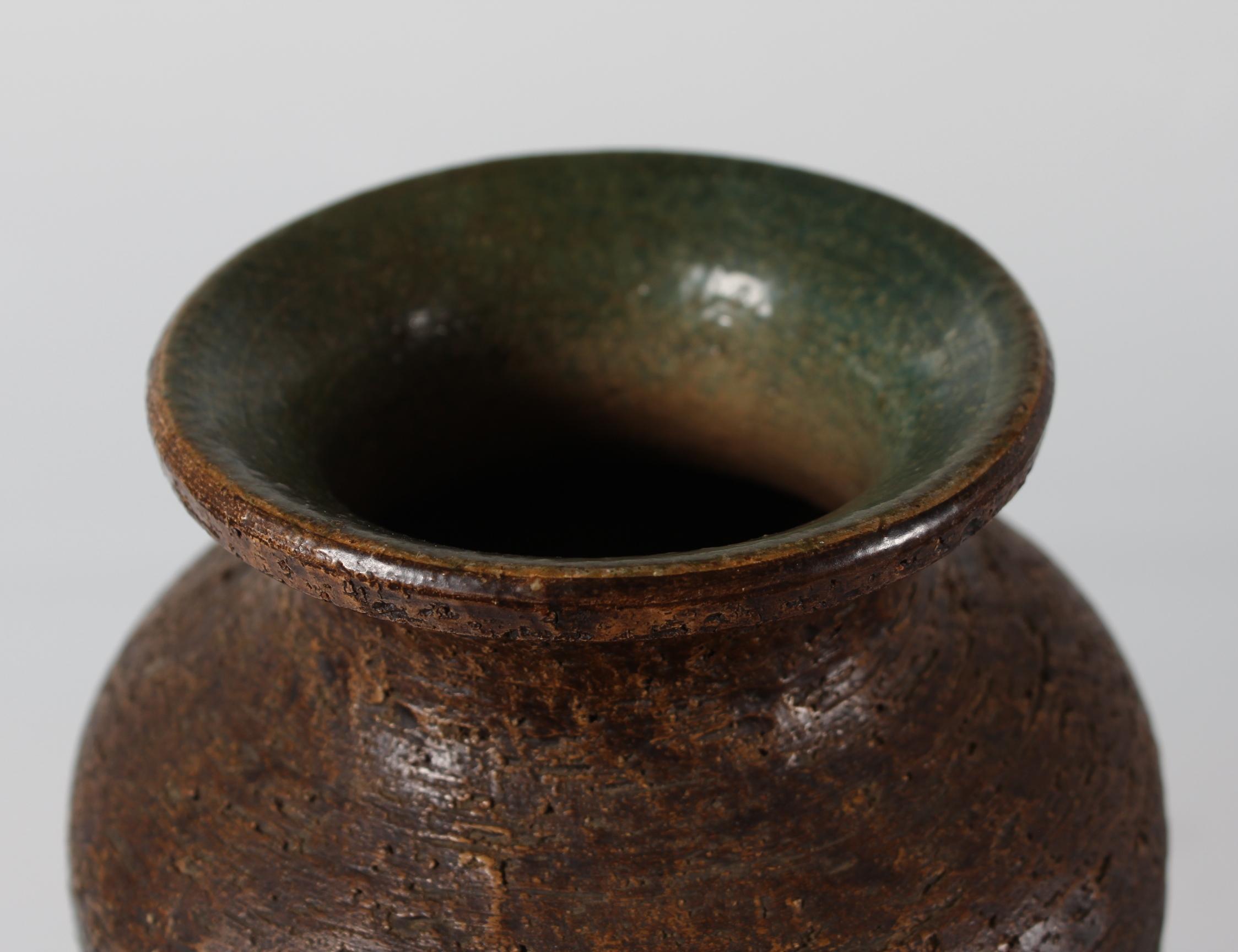 Italiano Vaso da terra alto e sottile Bitossi Italia, turchese e marrone di Aldo Londi, anni '60 in vendita