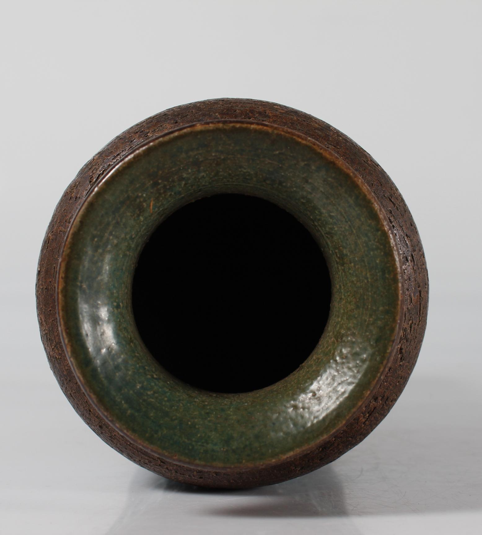 Vaso da terra alto e sottile Bitossi Italia, turchese e marrone di Aldo Londi, anni '60 In condizioni buone in vendita a Silkeborg, Silkeborg