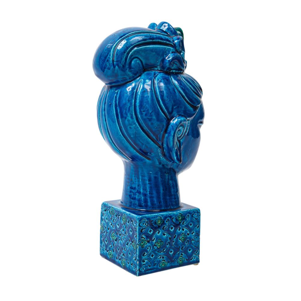 Aldo Londi Bitossi Kwan Yin Buddha, Ceramic, Bust, Blue, Green For Sale 2