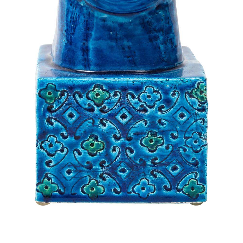Mid-Century Modern Aldo Londi Bitossi Kwan Yin Buddha, Ceramic, Bust, Blue, Green For Sale