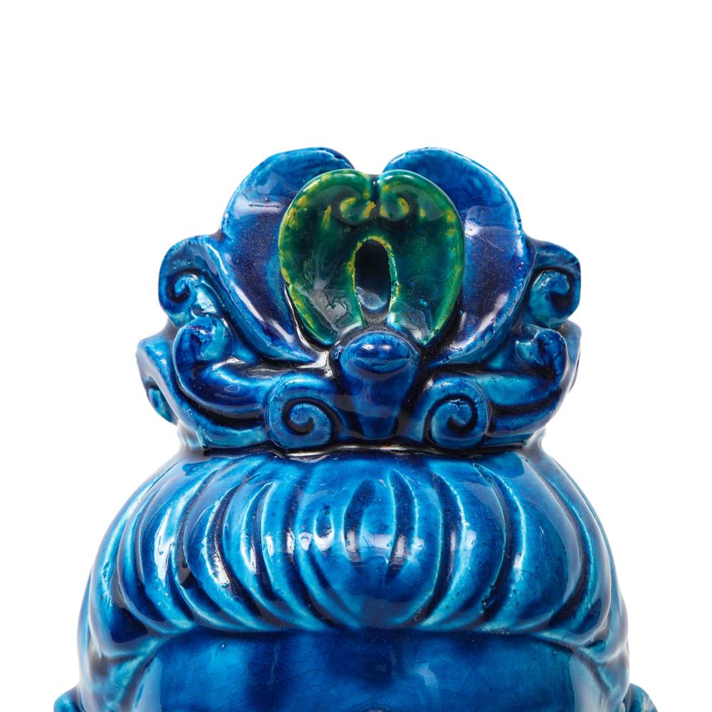 Italian Aldo Londi Bitossi Kwan Yin Buddha, Ceramic, Bust, Blue, Green For Sale