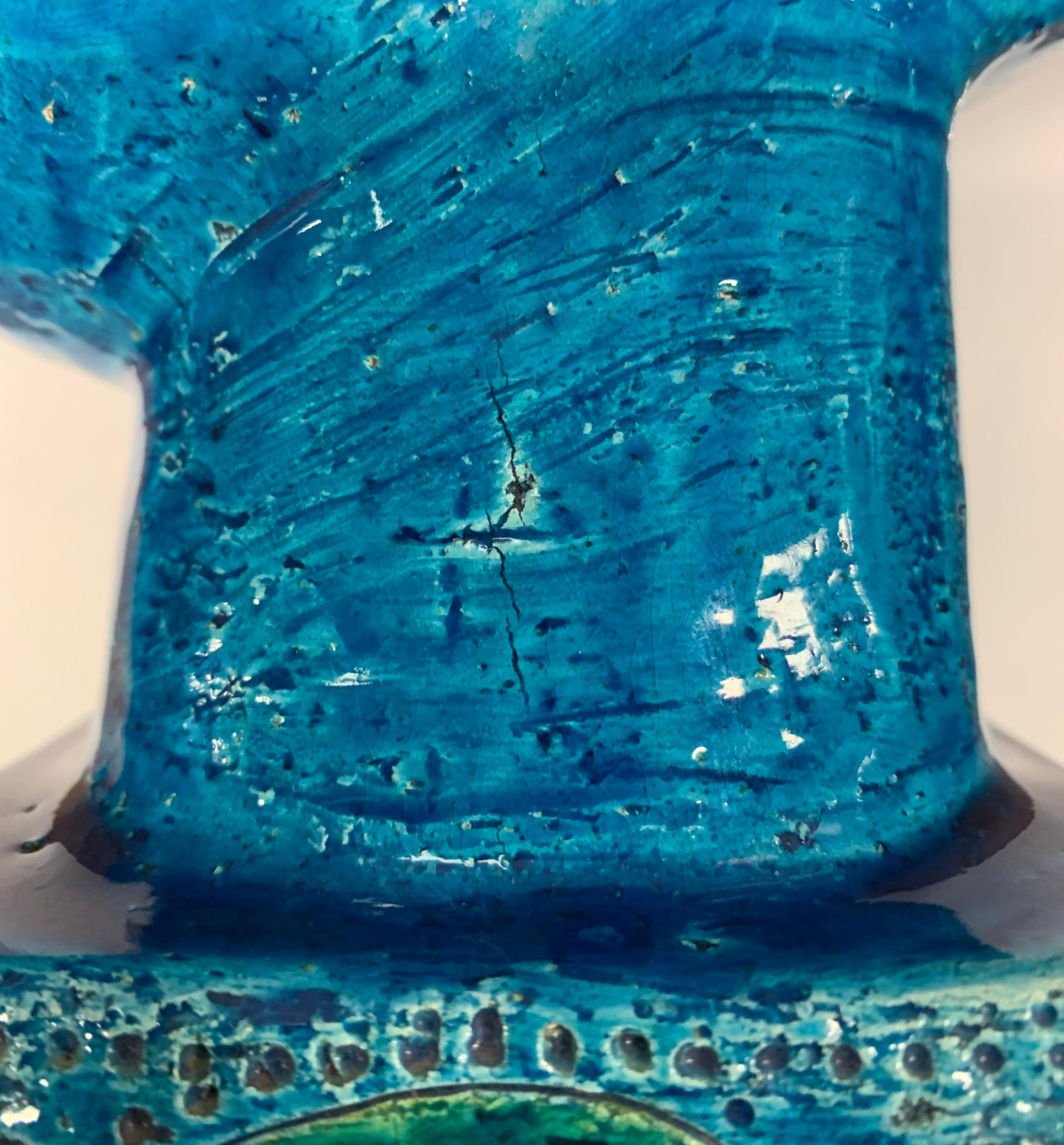 Céramique Banque de pièces de monnaie Bouddha Bitossi Kwan Yin, céramique, motif cachemire bleu et vert, signé en vente