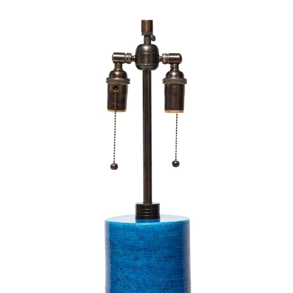 Glazed Bitossi Lamp, Ceramic, Blue and Matte Black