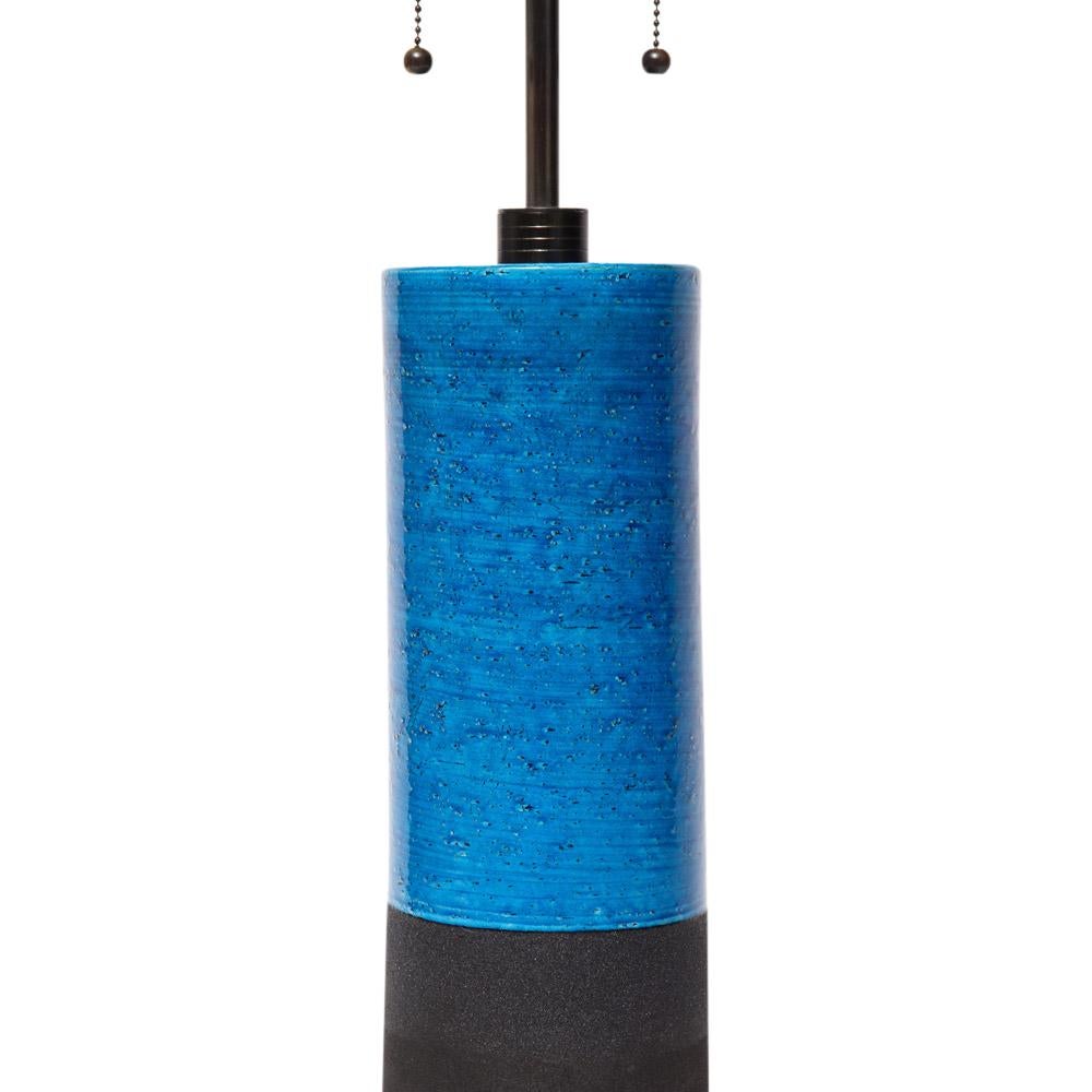 Bitossi Lamp, Ceramic, Blue and Matte Black In Good Condition In New York, NY