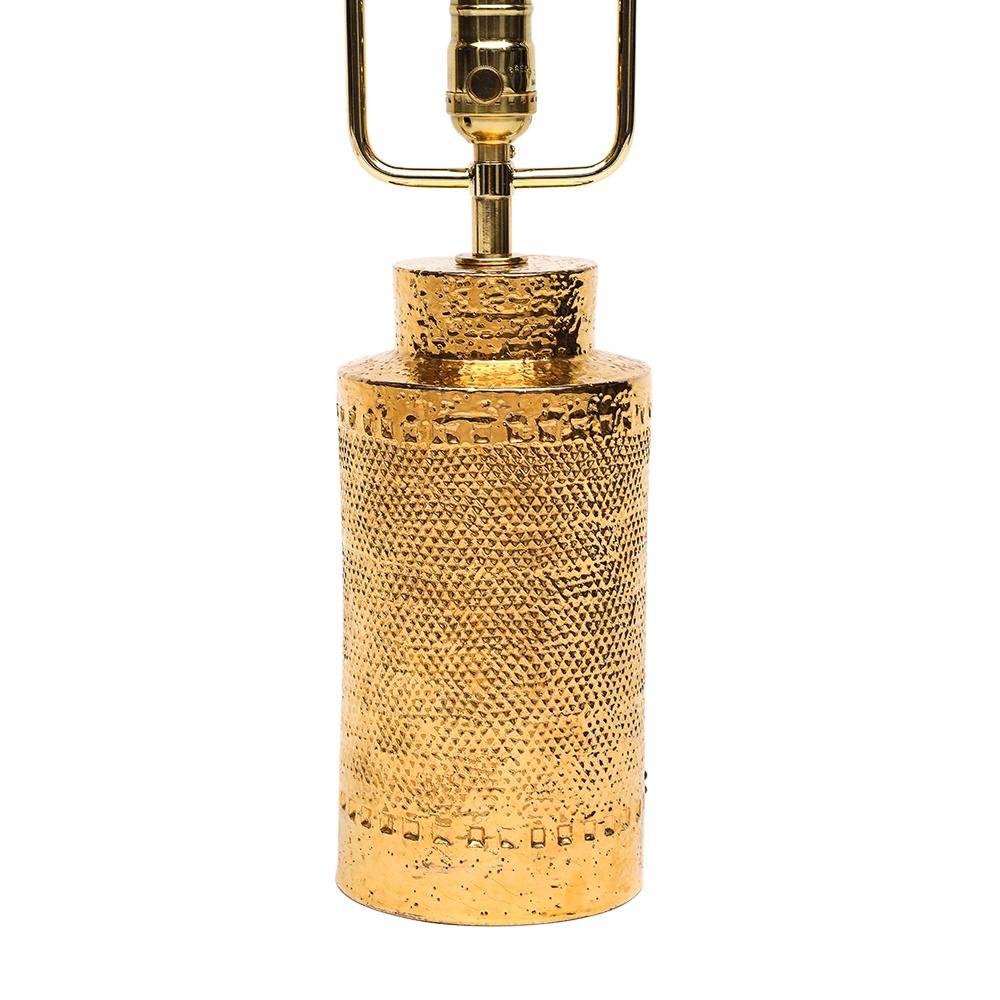 Bitossi-Lampe, Keramik, 24 Karat Metallic-Gold, strukturiert (Moderne der Mitte des Jahrhunderts) im Angebot