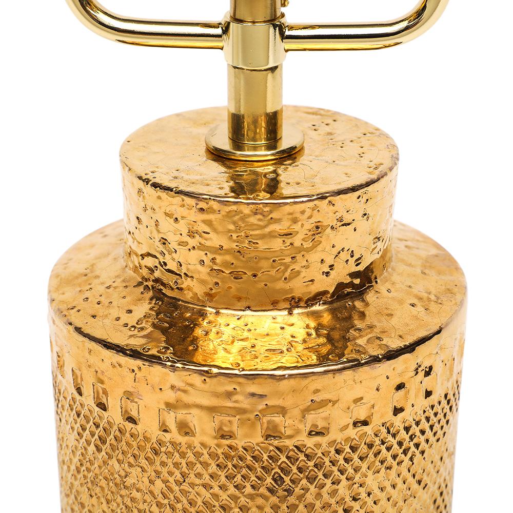 Italian Bitossi Lamp, Ceramic, 24K Metallic Gold, Textured For Sale