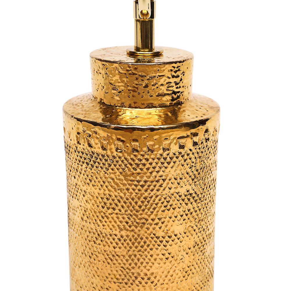 Bitossi-Lampe, Keramik, 24 Karat Metallic-Gold, strukturiert (Glasiert) im Angebot