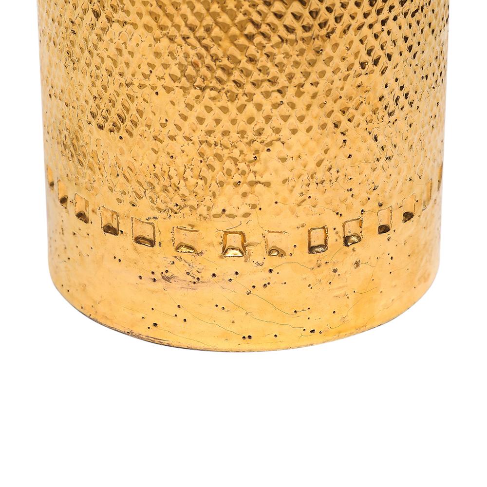 Late 20th Century Bitossi Lamp, Ceramic, 24K Metallic Gold, Textured For Sale
