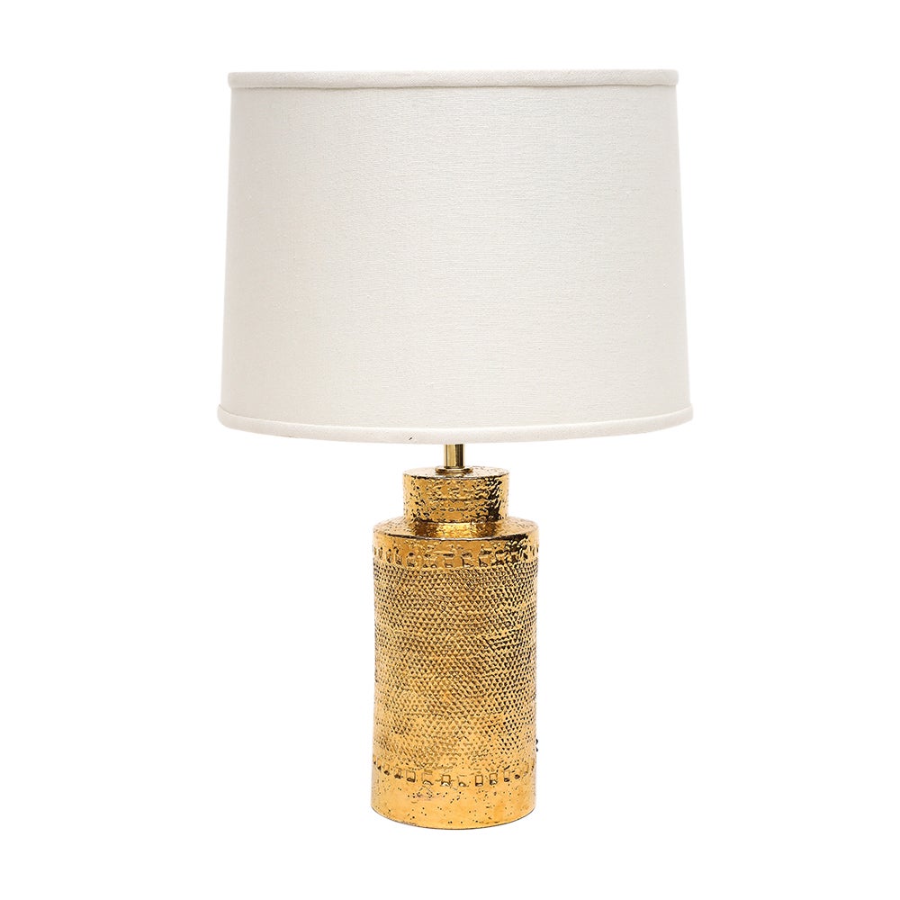 Bitossi-Lampe, Keramik, 24 Karat Metallic-Gold, strukturiert im Angebot