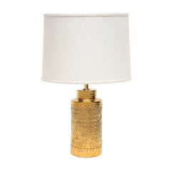 Bitossi-Lampe, Keramik, 24 Karat Metallic-Gold, strukturiert