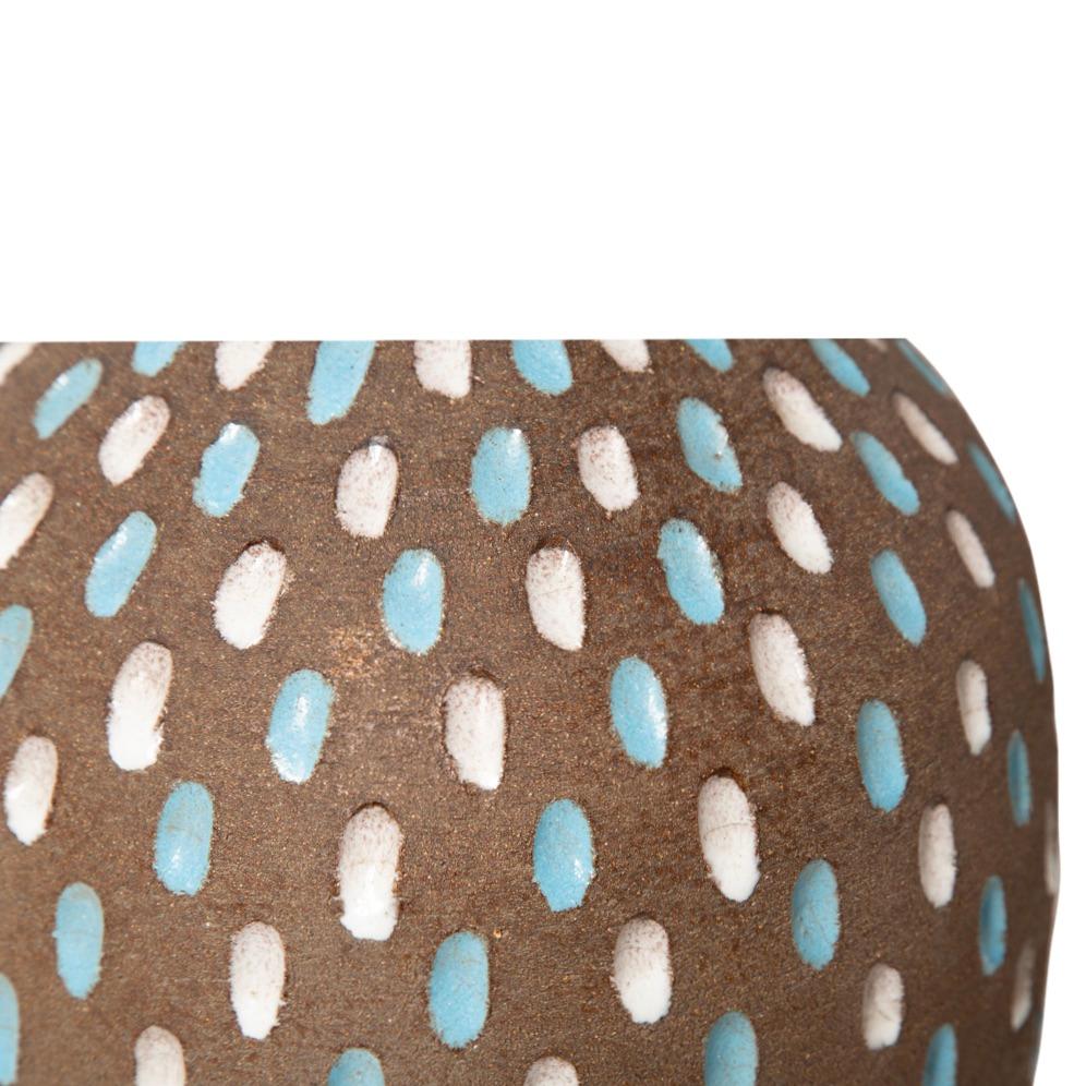 Mid-20th Century Bitossi Lamp, Ceramic, Brown, White, Blue Speckled, Signed For Sale