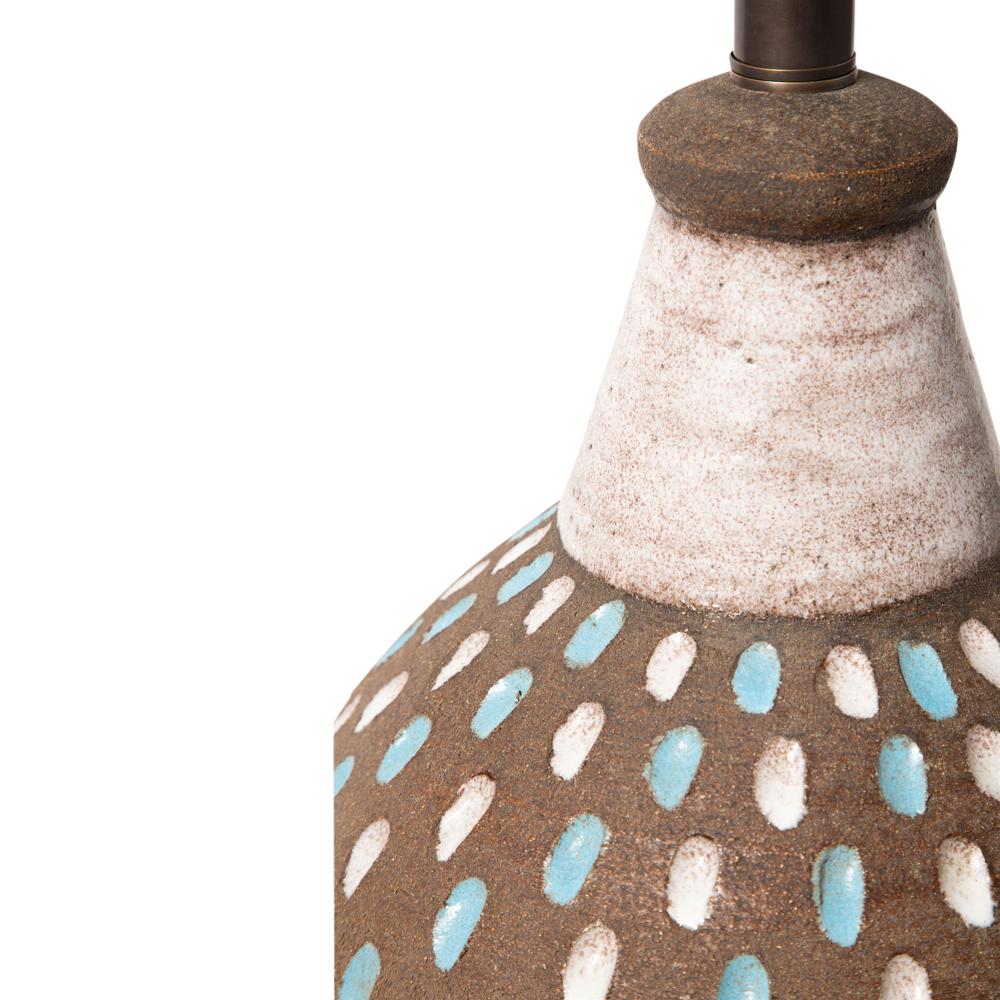 Bitossi Lamp, Ceramic, Brown, White, Blue Speckled, Signed For Sale 1