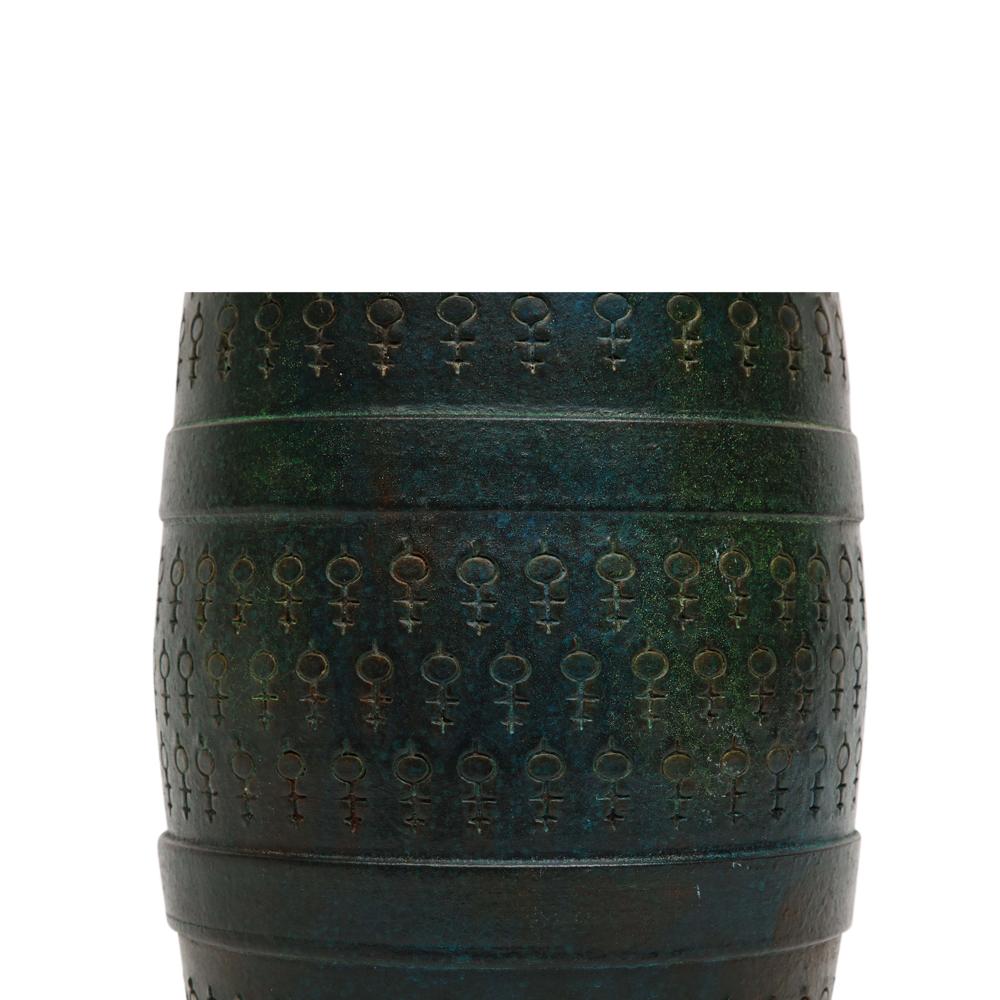Bitossi Lamp, Ceramic, Etruscan Glaze, Impressed, Green, Blue Turquoise, Signed For Sale 4