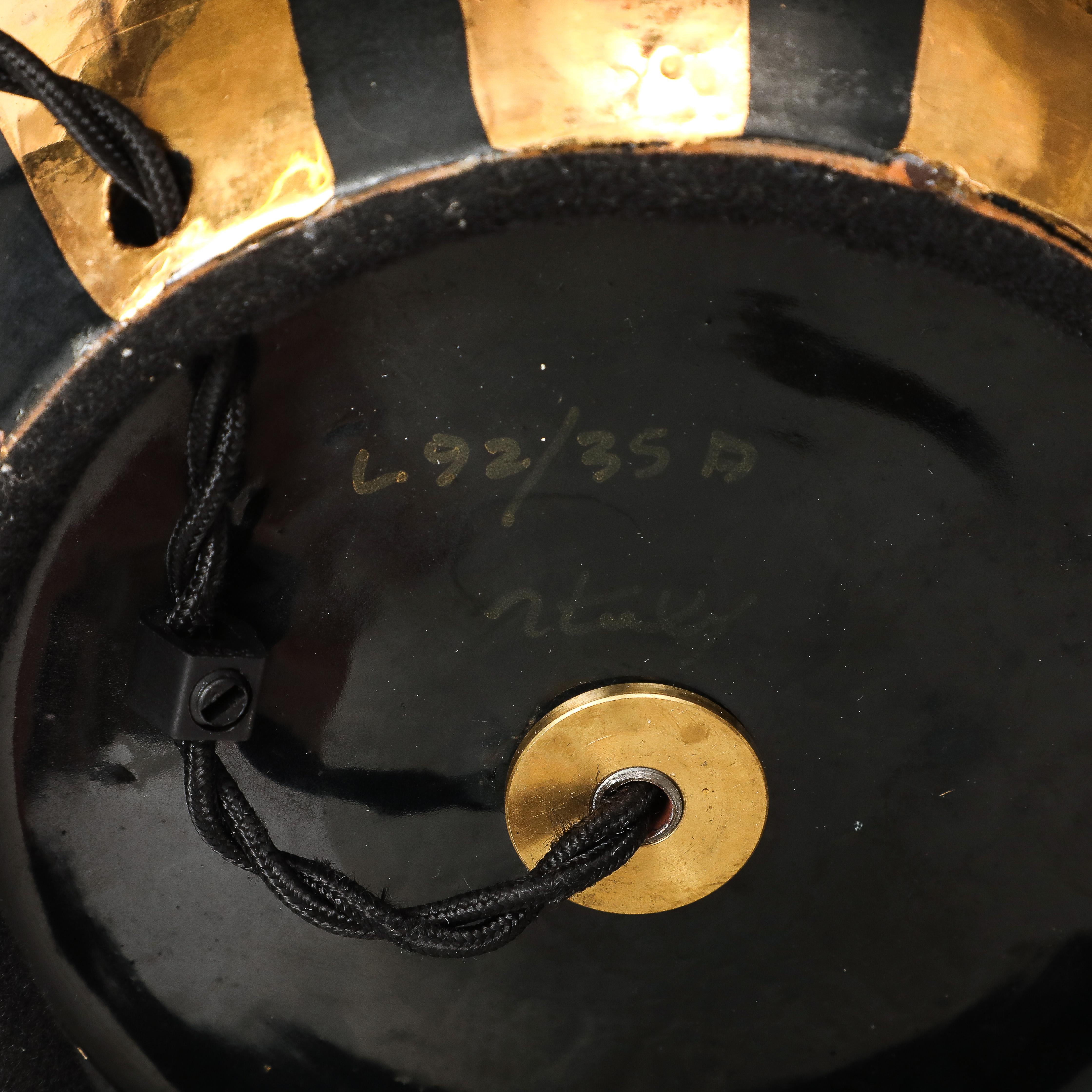 Vernissé Lampe Bitossi, céramique, or métallique, rayures noires, signée en vente