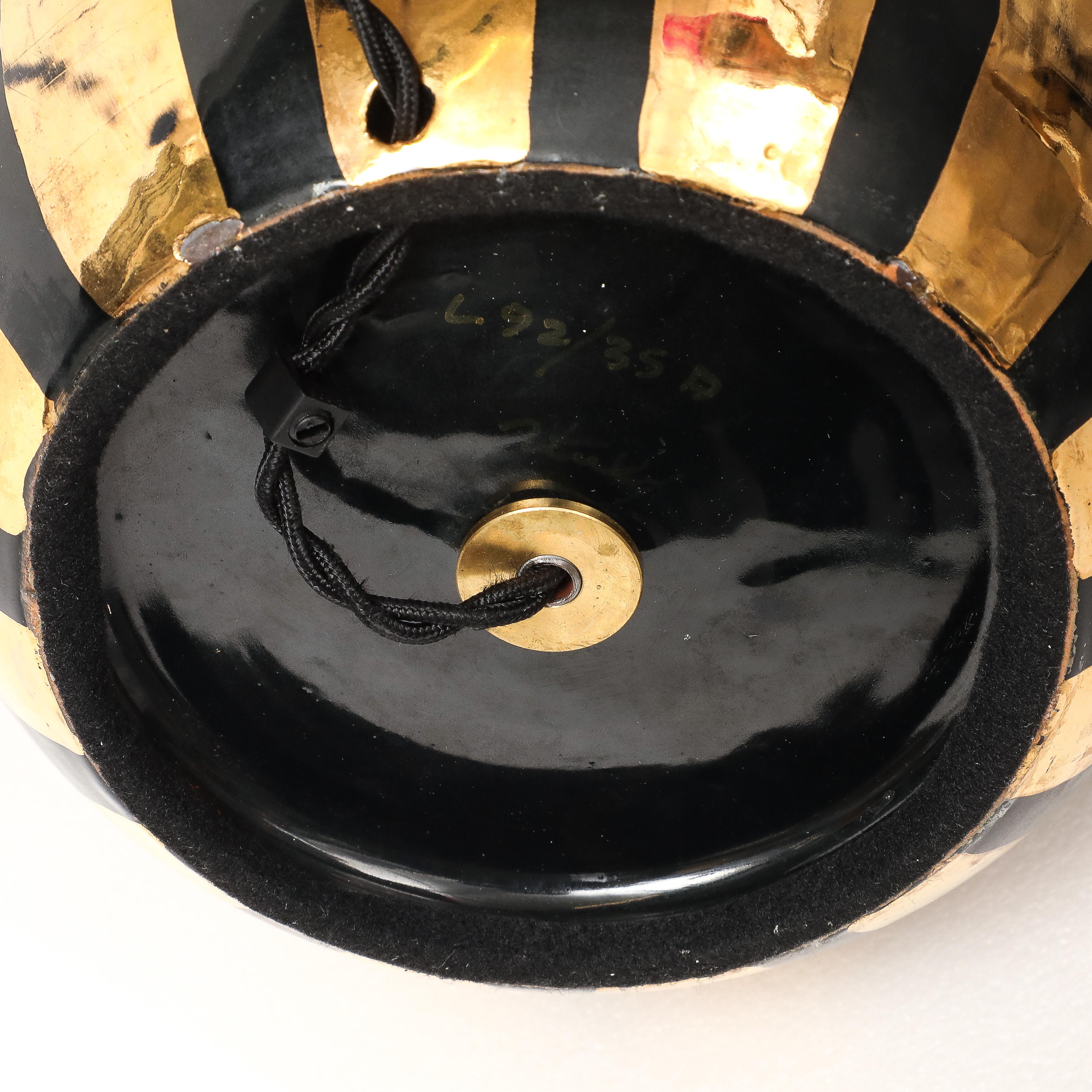 Lampe Bitossi, céramique, or métallique, rayures noires, signée Bon état - En vente à New York, NY