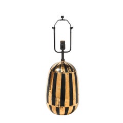 Bitossi Lamp, Ceramic, Metallic Gold, Black Stripes, Signed