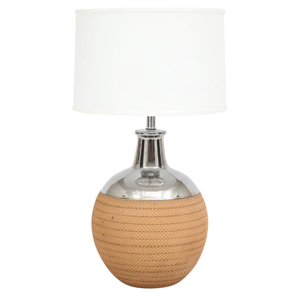 Bitossi Lamp, Ceramic, Metallic Silver Chrome and Textured Honeycomb