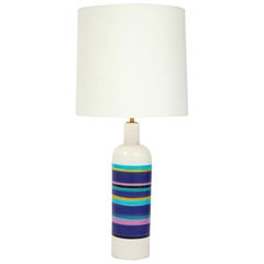Bitossi Lamp, Ceramic, White and Blue Stripes, Signed