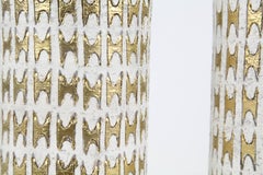 Pair of Lamps Creamy White Gold Ceramic Handmade Lamps by Bitossi, Italy, 1970