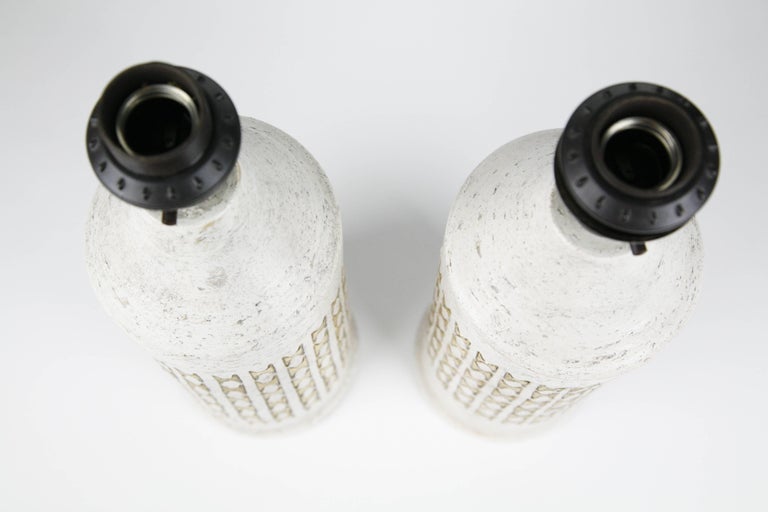 20th Century Bitossi Lamps Creamy White Gold Ceramic Handmade Lamps by Bitossi, Italy, 1970 For Sale