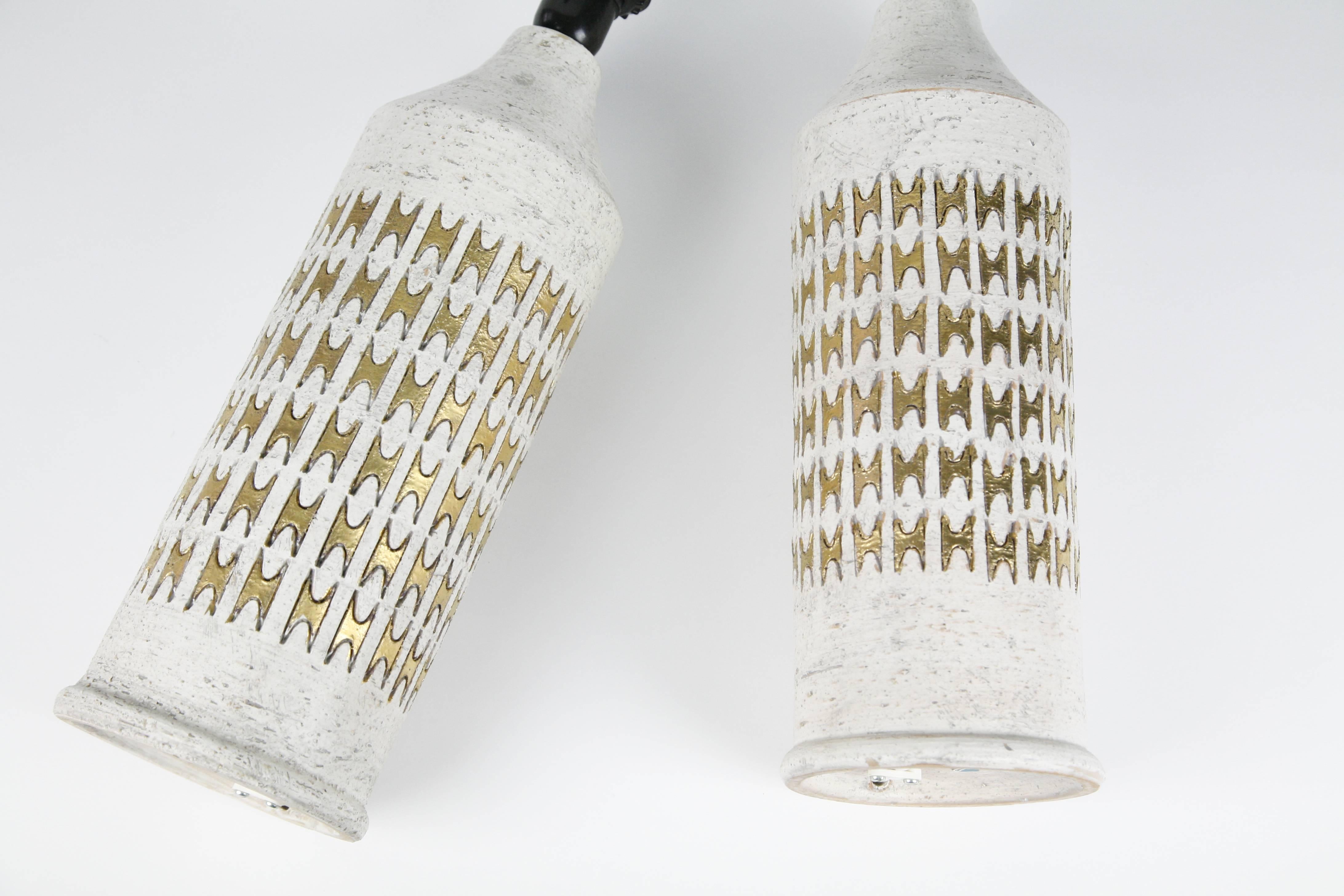 Bitossi Lamps Creamy White Gold Ceramic Handmade Lamps by Bitossi, Italy, 1970 1
