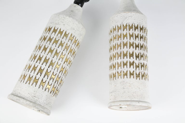 Bitossi Lamps Creamy White Gold Ceramic Handmade Lamps by Bitossi, Italy, 1970 For Sale 1