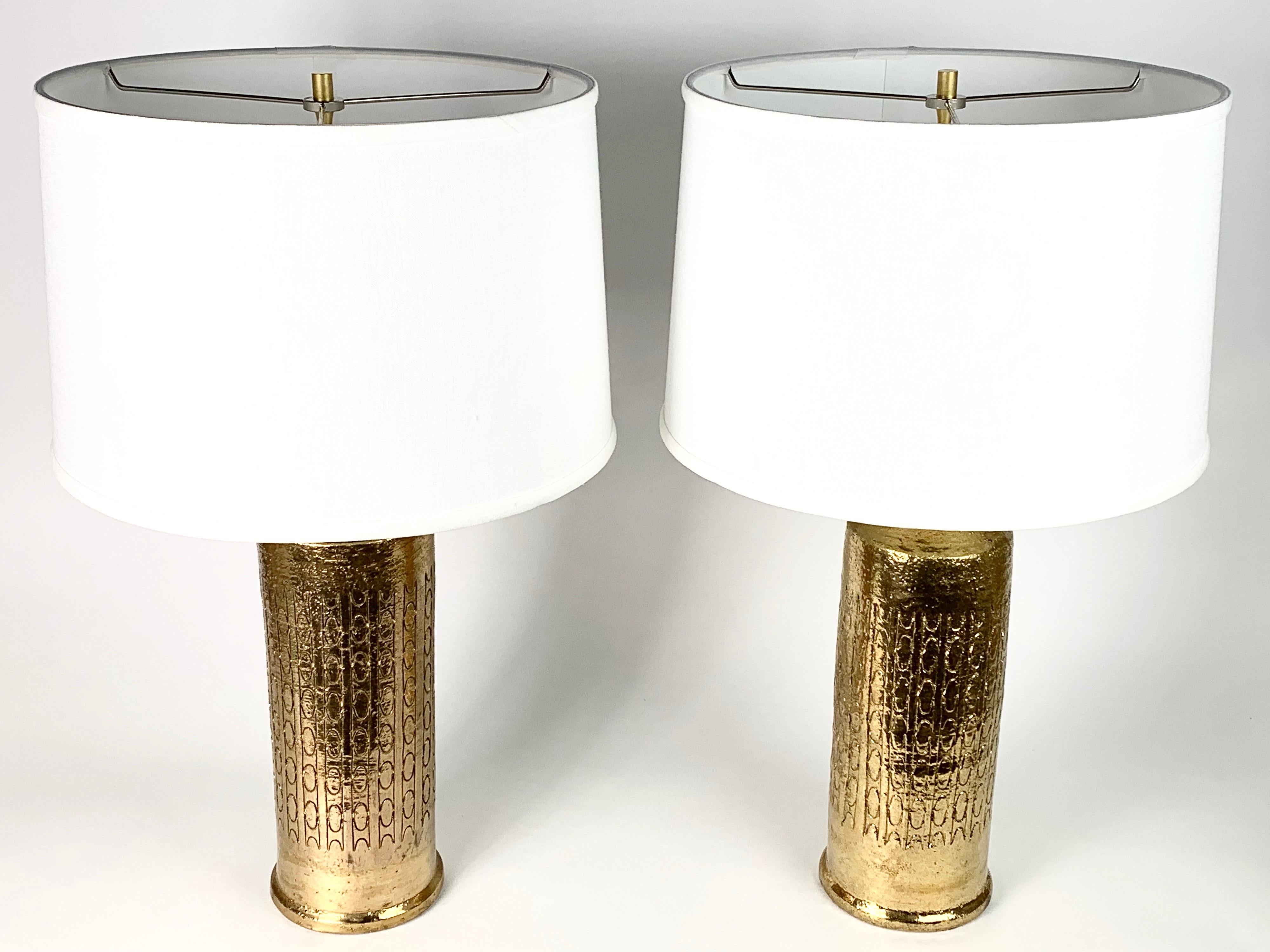 Mid-Century Modern Bitossi Lamps Gold, Italy, 1970
