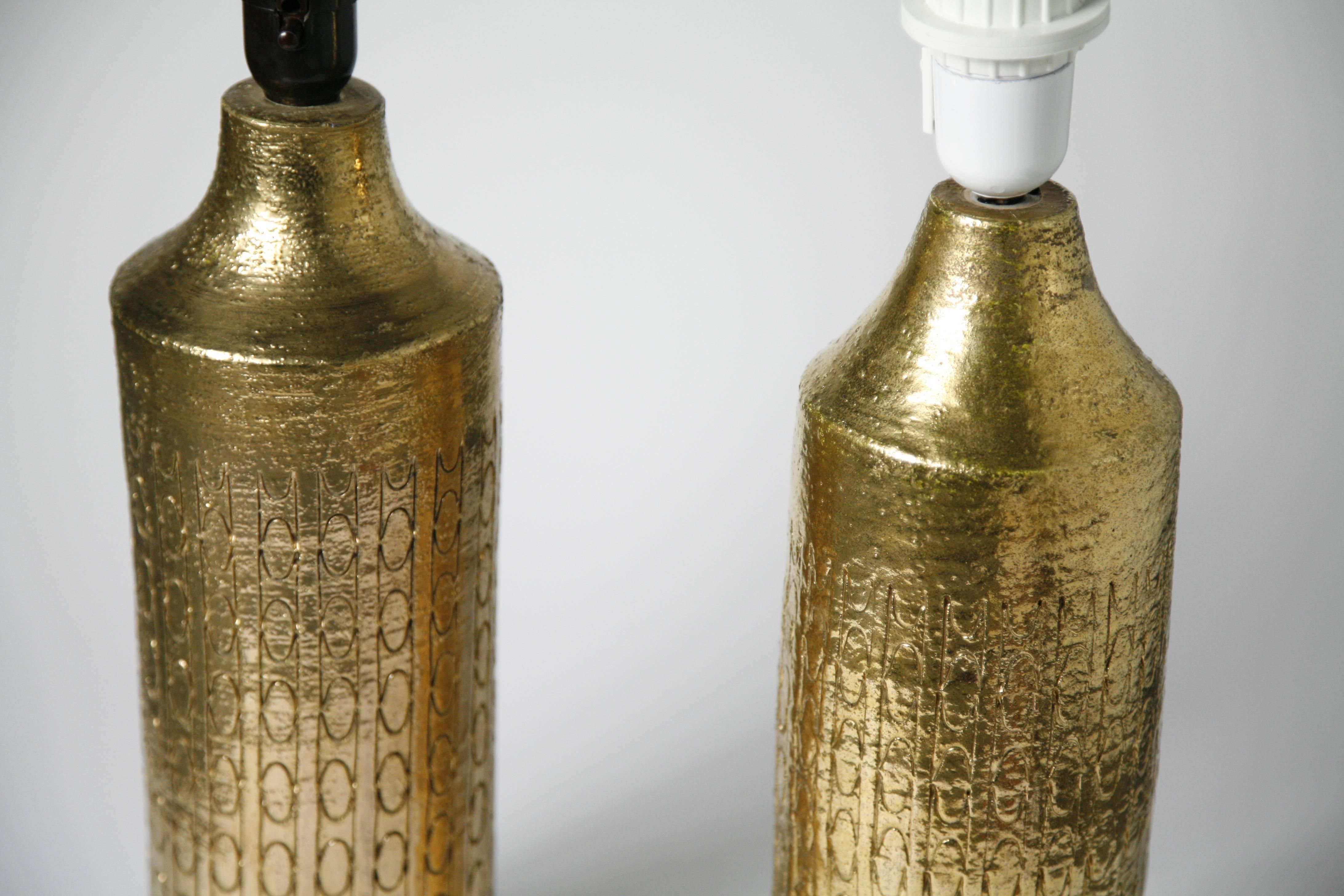 Italian Bitossi Lamps Gold, Italy, 1970