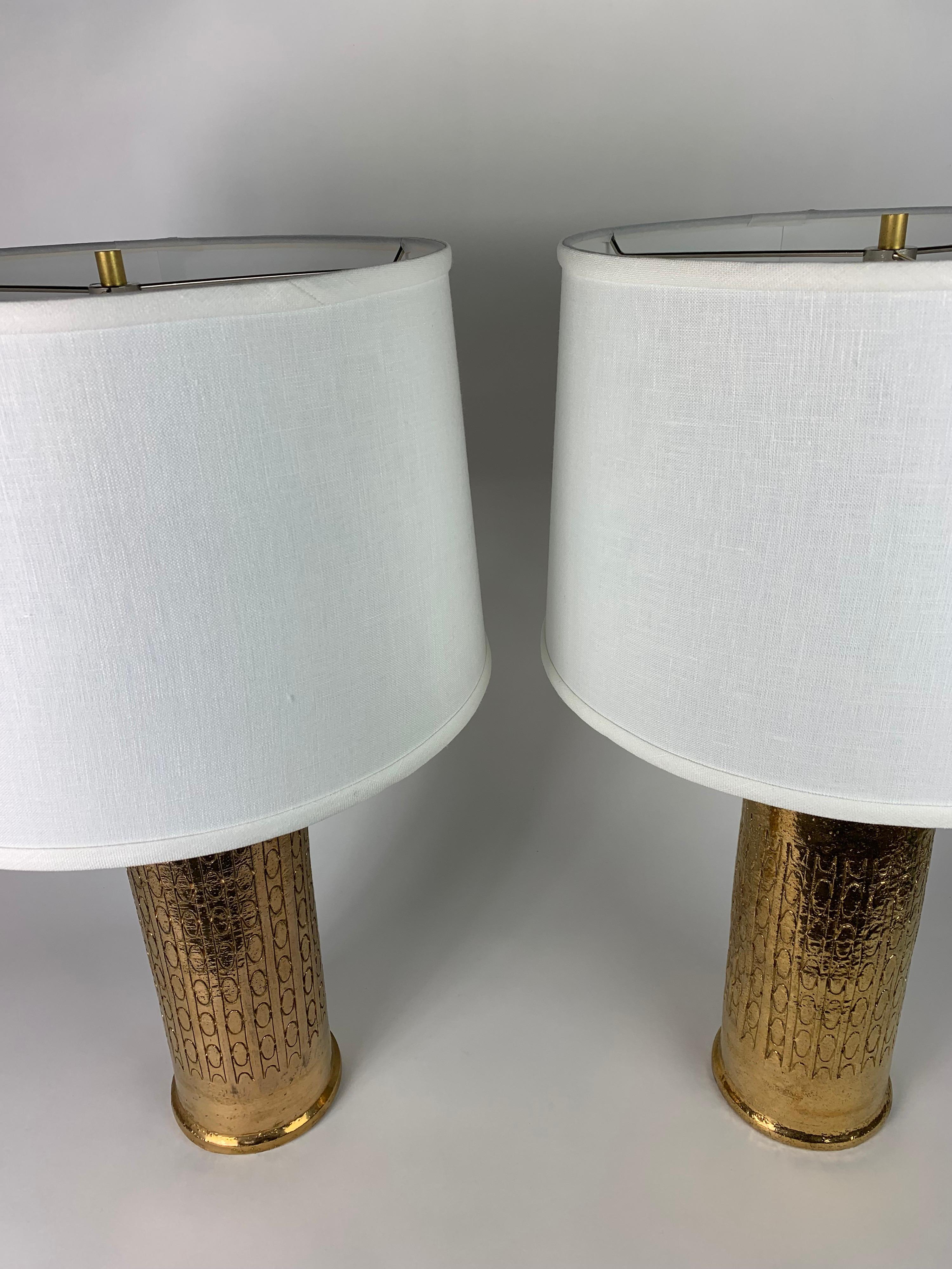 20th Century Bitossi Lamps Gold, Italy, 1970