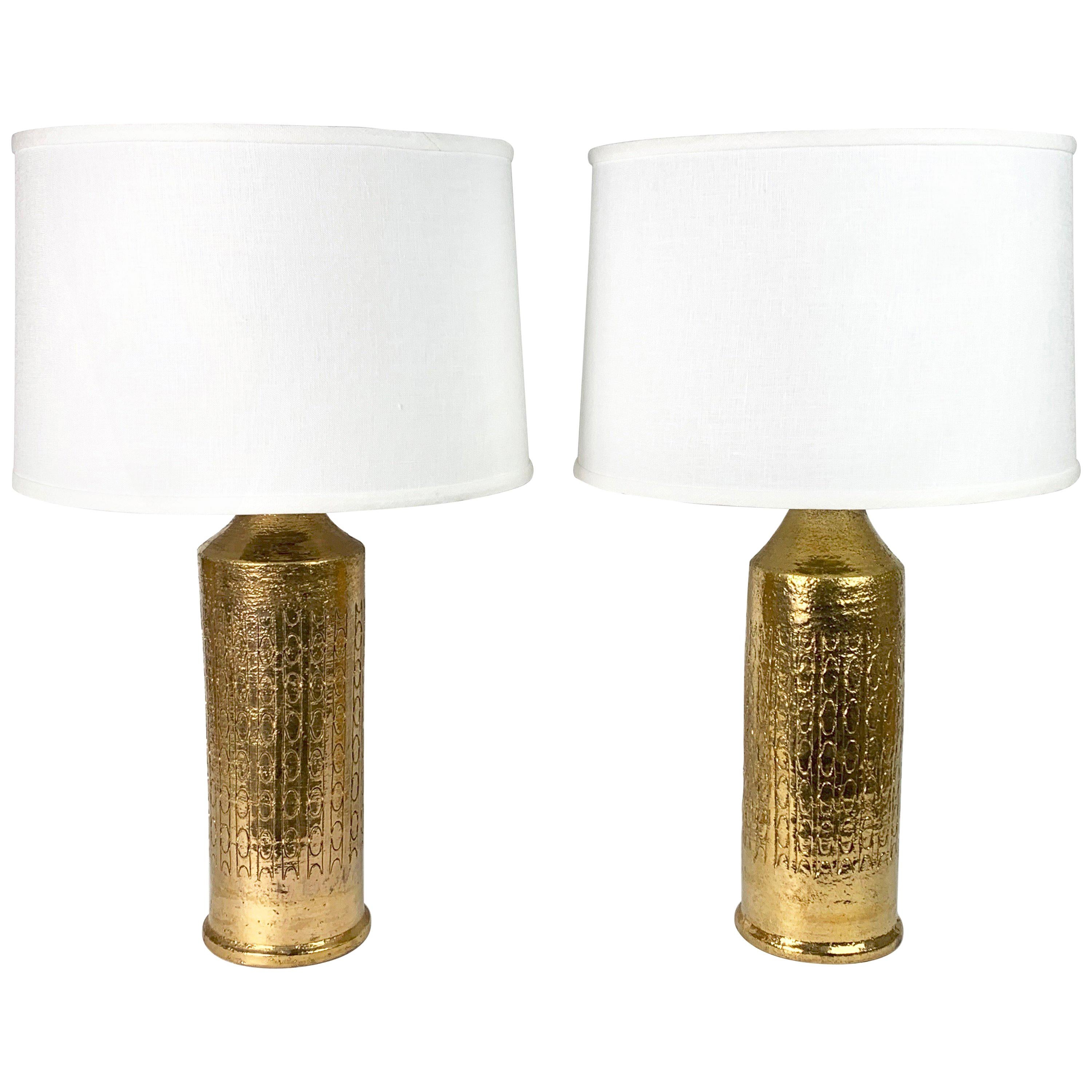 Bitossi Lamps Gold, Italy, 1970