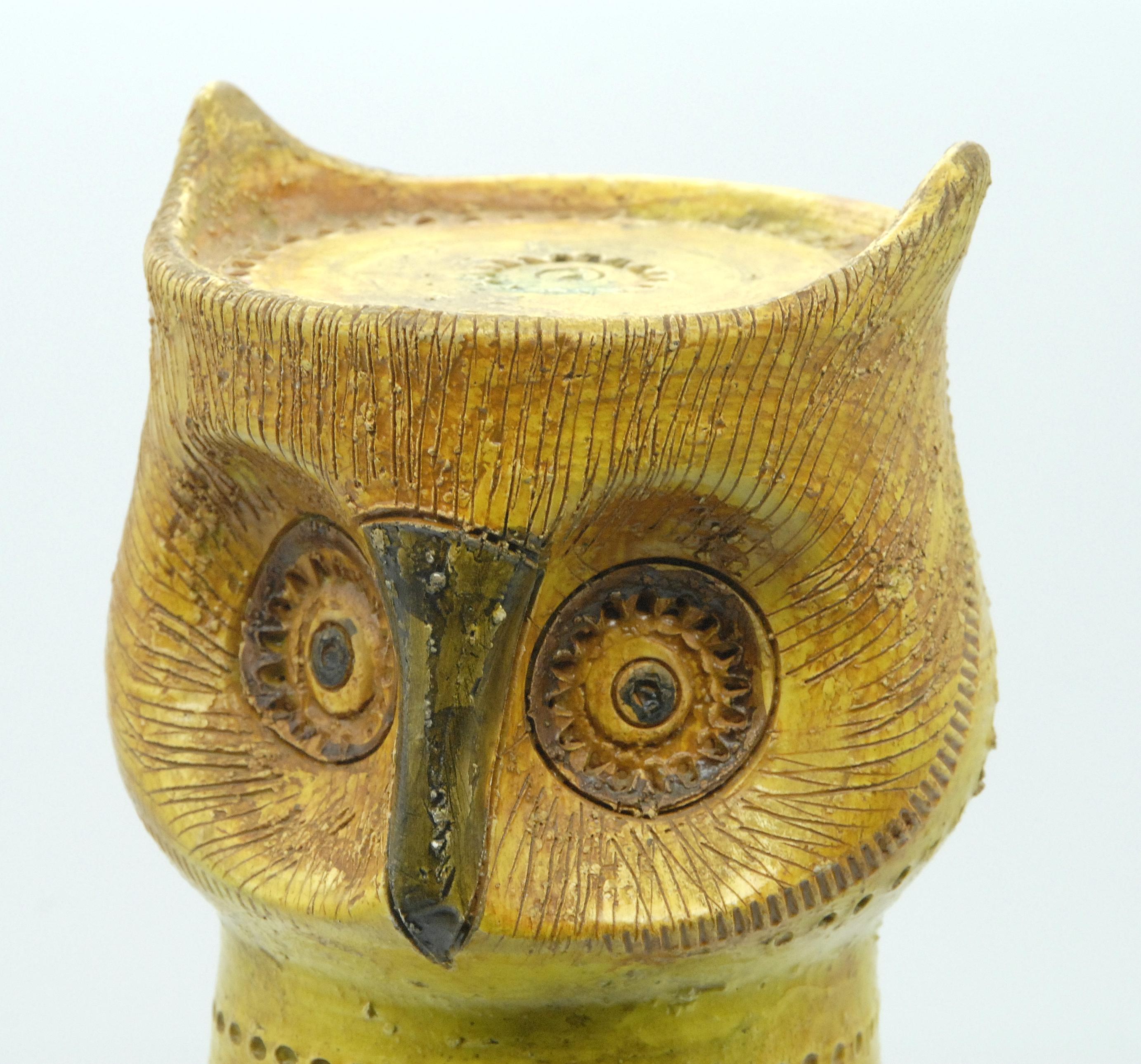 Italian Bitossi Large Yellow Votif Owl, Aldo Londi, Italy, circa 1965