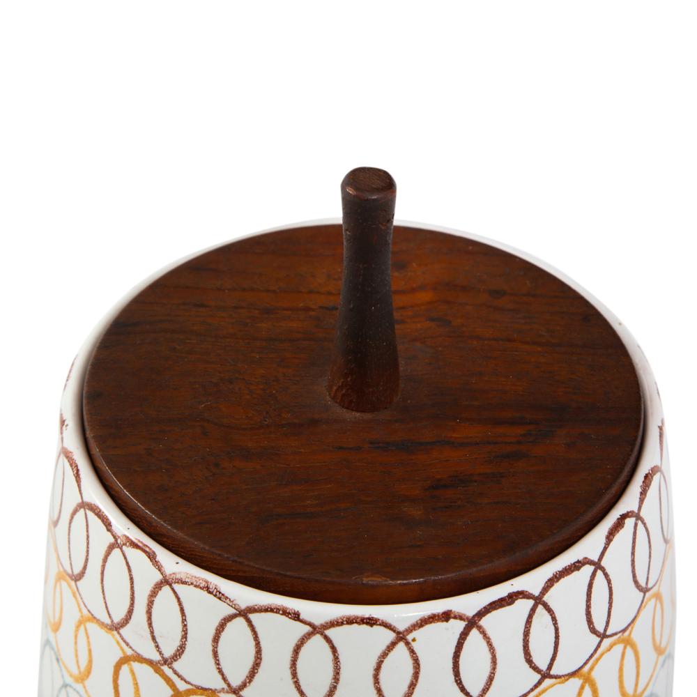Bitossi Lidded Box, Ceramic and Teak, Signed 4