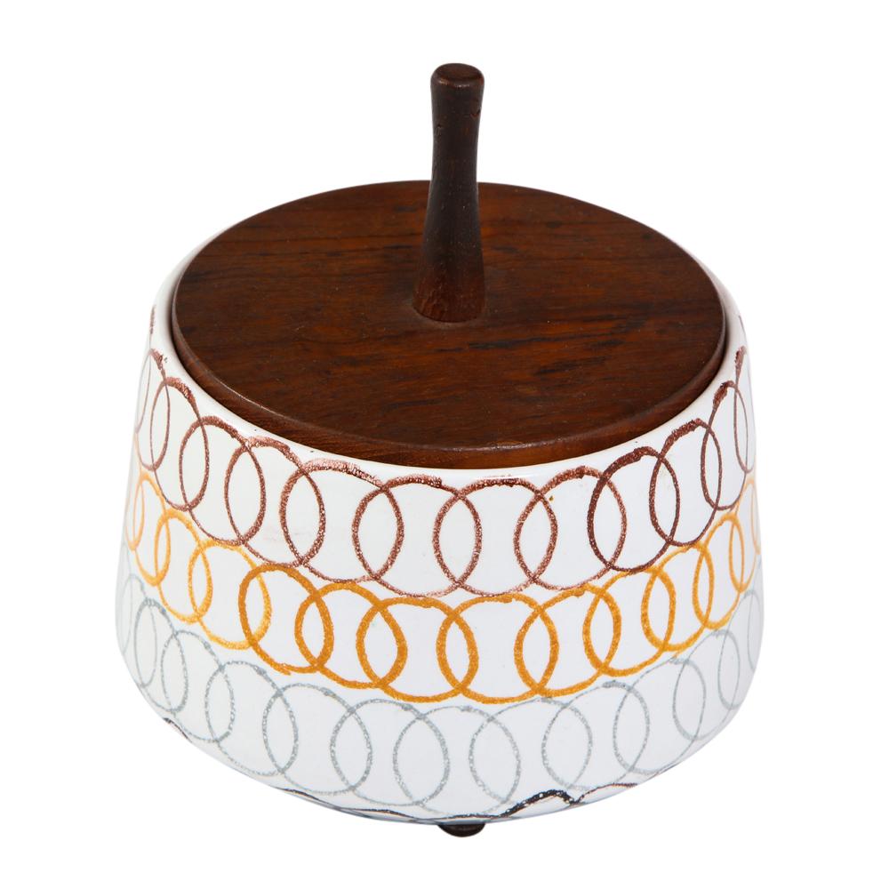 Bitossi Lidded Box, Ceramic and Teak, Signed In Good Condition In New York, NY