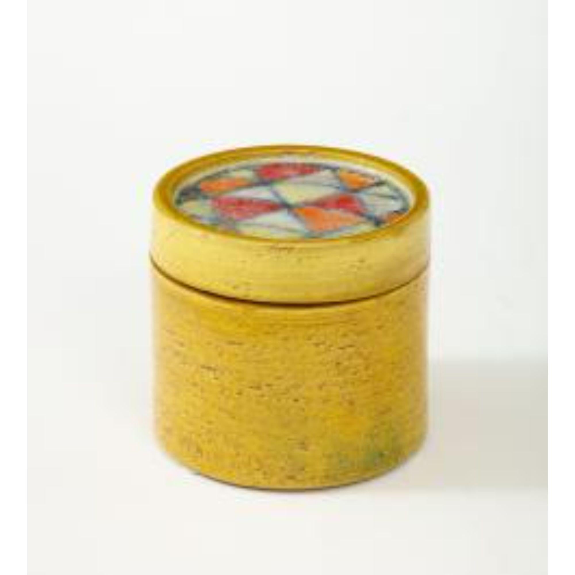 Italian Bitossi Lidded Box in Glazed Ceramic with Fused Glass Mosaic, circa 1960s For Sale