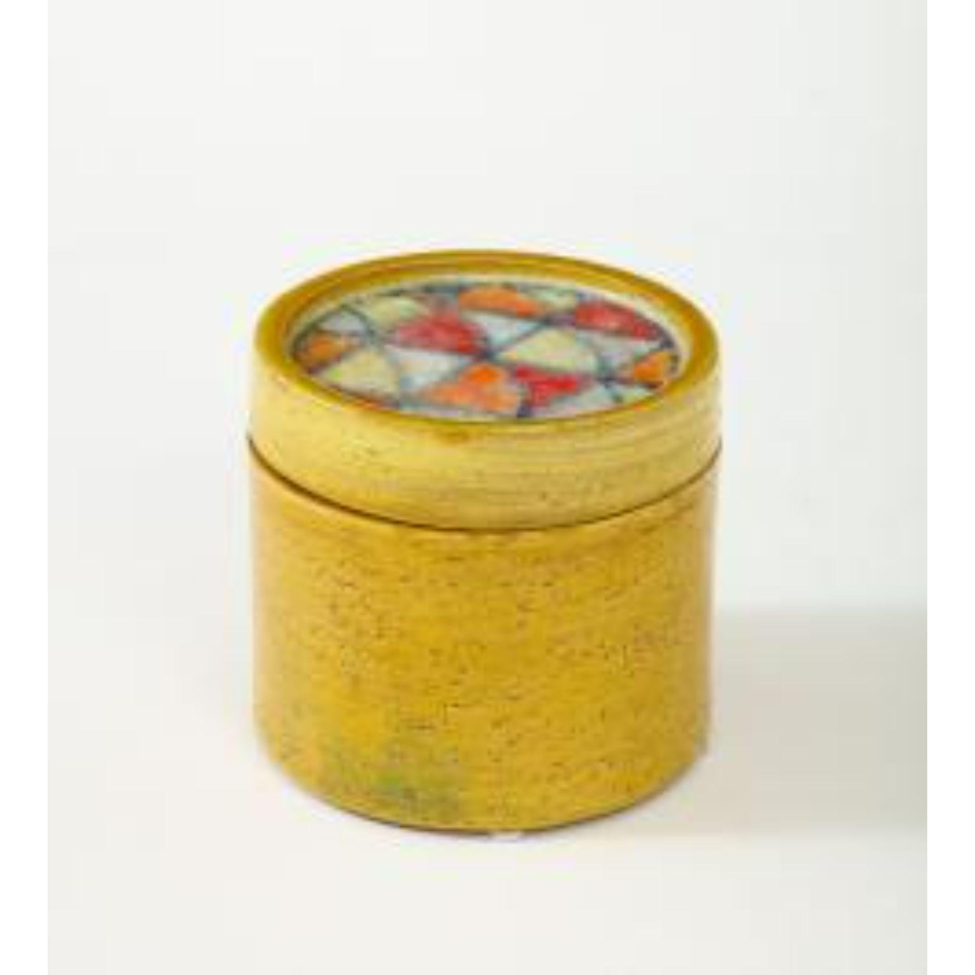 Bitossi Lidded Box in Glazed Ceramic with Fused Glass Mosaic, circa 1960s In Good Condition For Sale In New York City, NY