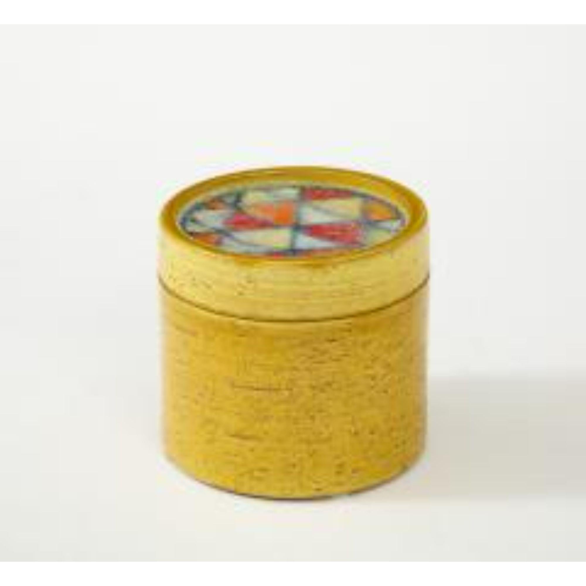 20th Century Bitossi Lidded Box in Glazed Ceramic with Fused Glass Mosaic, circa 1960s For Sale