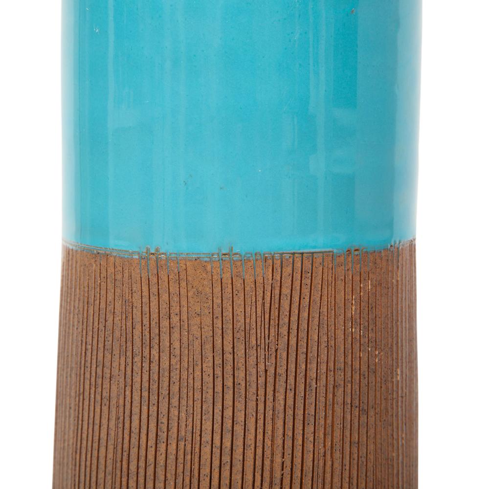 Bitossi Vases, Ceramic, Pink, Blue, Ribbed, Signed For Sale 3