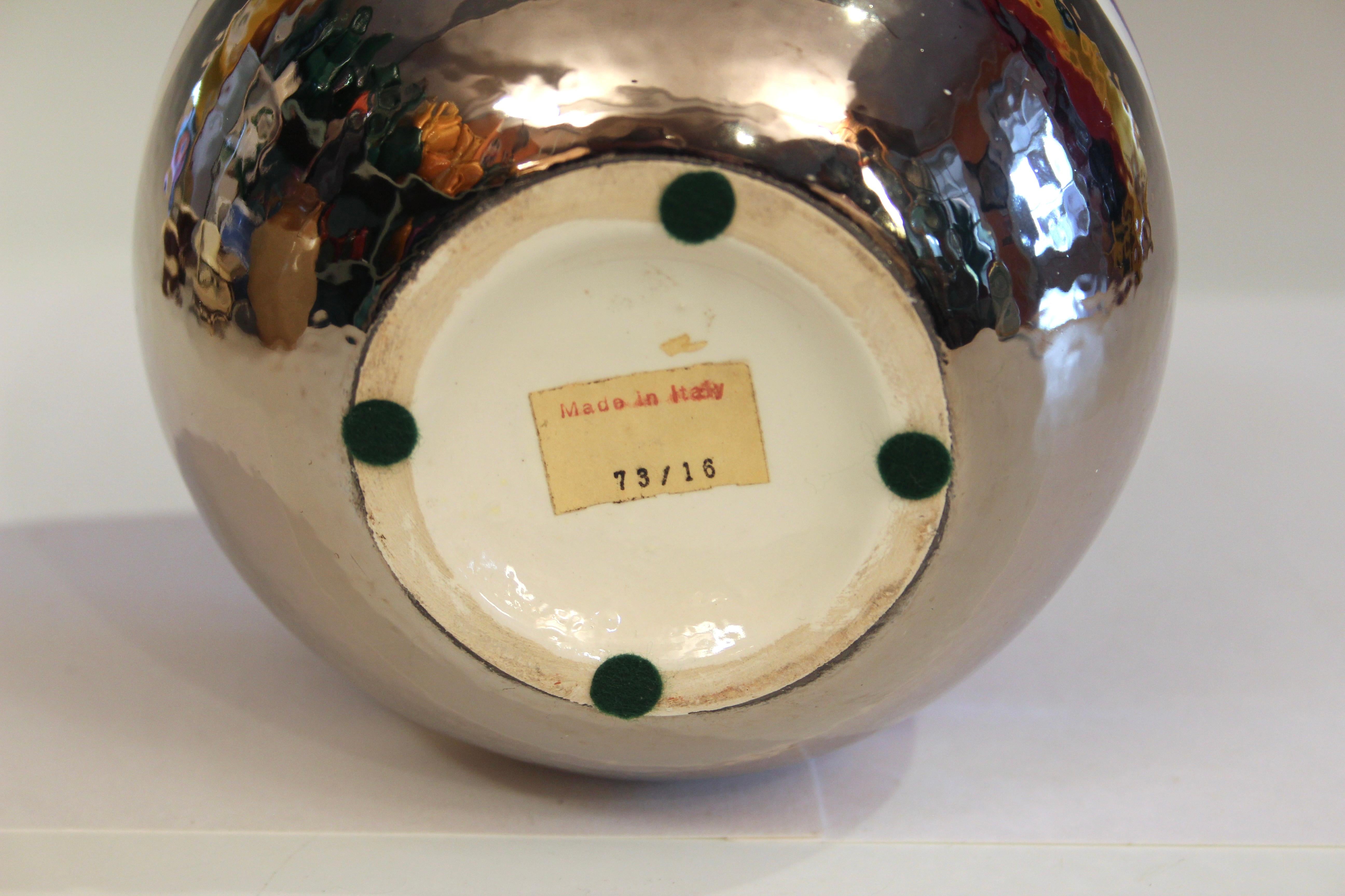 Mid-Century Modern Bitossi Londi Raymor Striped Vase Italian Vintage MCM Pottery Label Platinum For Sale