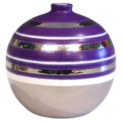 Bitossi Londi Raymor Striped Vase Italian Vintage MCM Pottery Label Platinum