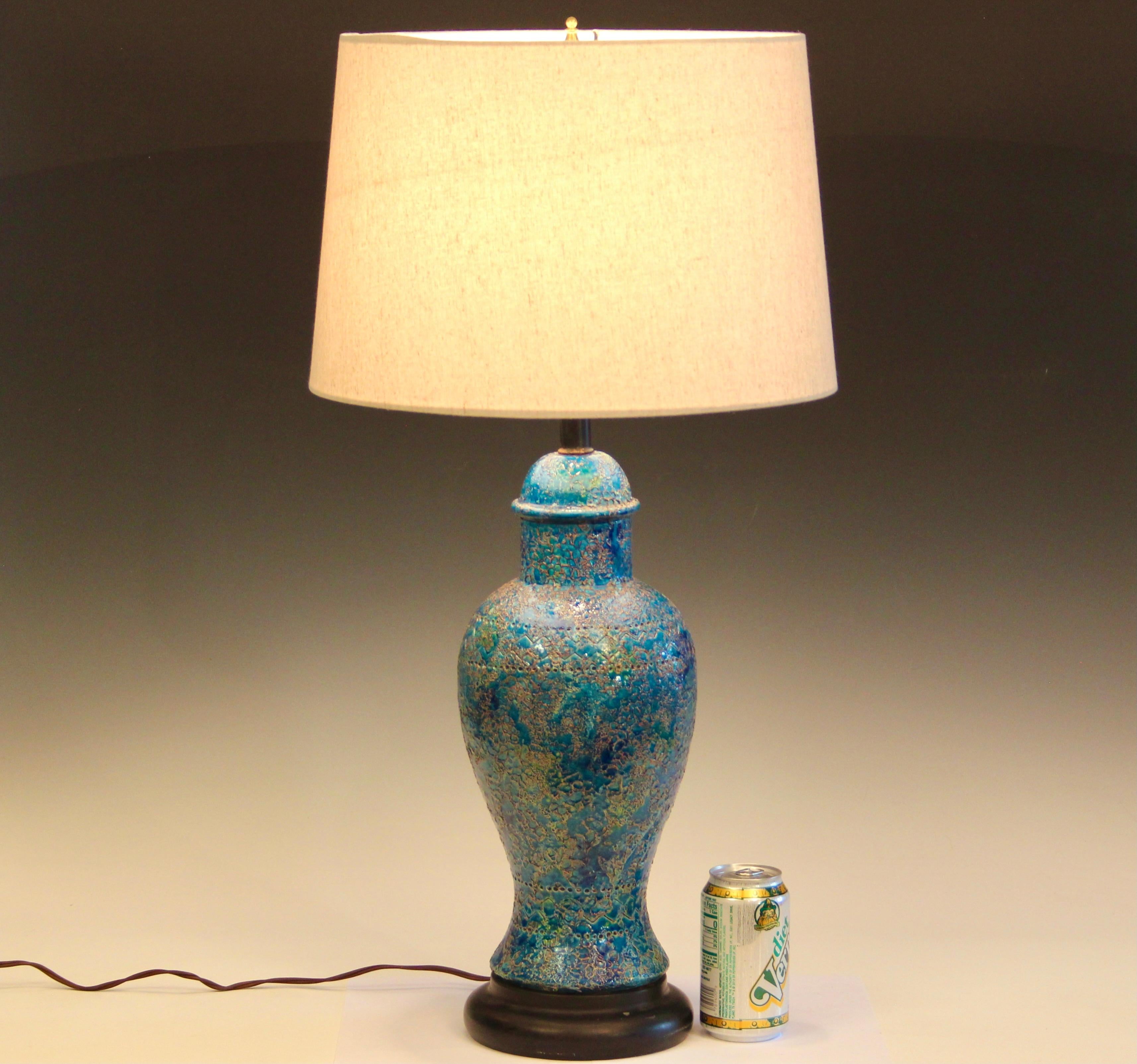 Bitossi Londi Raymor Vintage Italian Pottery Lamp Blue Cinese Mid Century 1960's 3