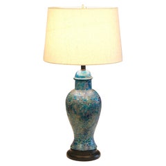 Bitossi Londi Raymor Vintage Italian Pottery Lamp Blue Cinese Mid Century 1960's