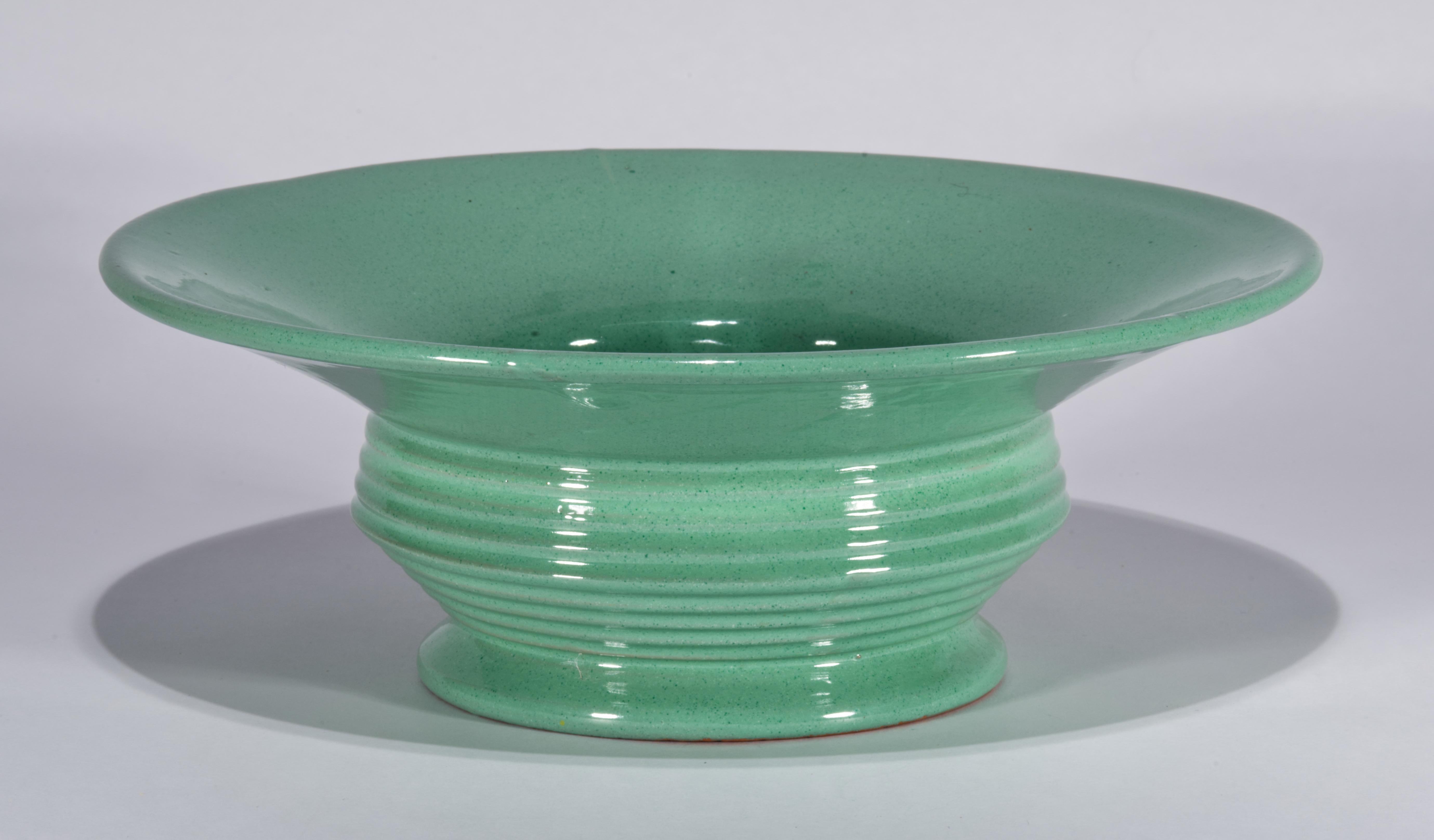 Bitossi Majolika Teal Keramik Schale Vase Tafelaufsatz, Italien 1950er-1960er im Angebot 3