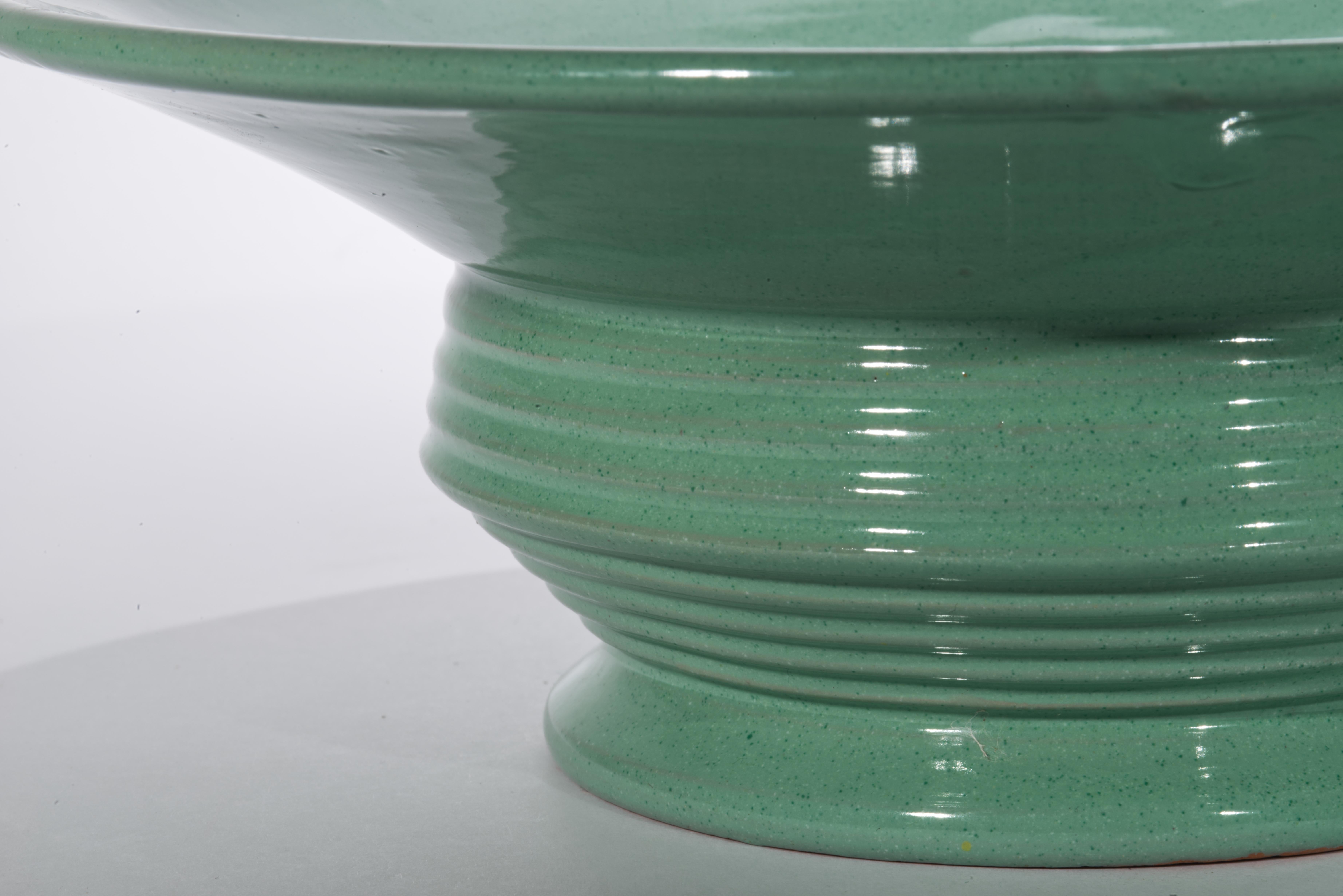 Bitossi Majolika Teal Keramik Schale Vase Tafelaufsatz, Italien 1950er-1960er (Italienisch) im Angebot