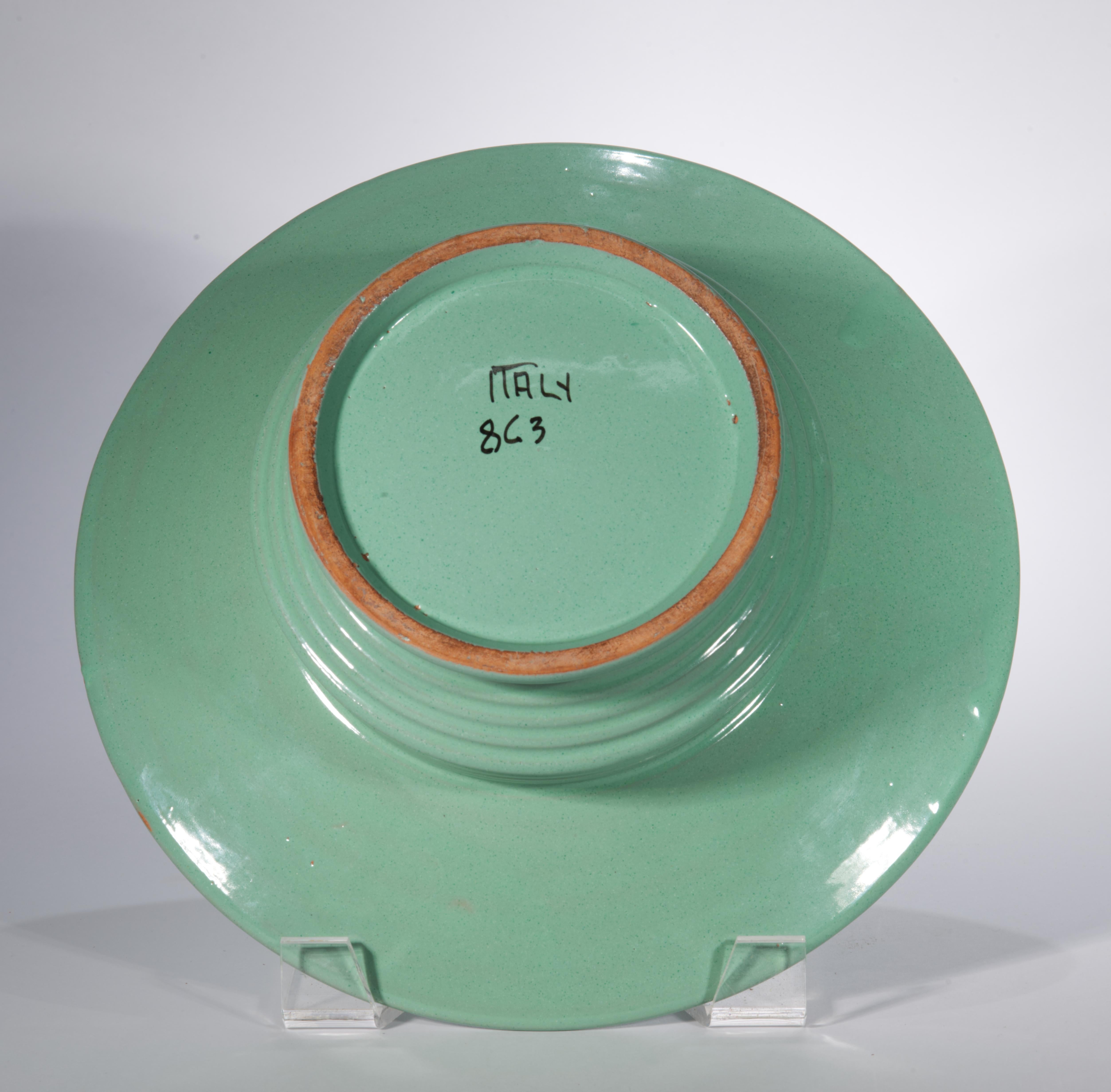 Bitossi Majolika Teal Keramik Schale Vase Tafelaufsatz, Italien 1950er-1960er (20. Jahrhundert) im Angebot