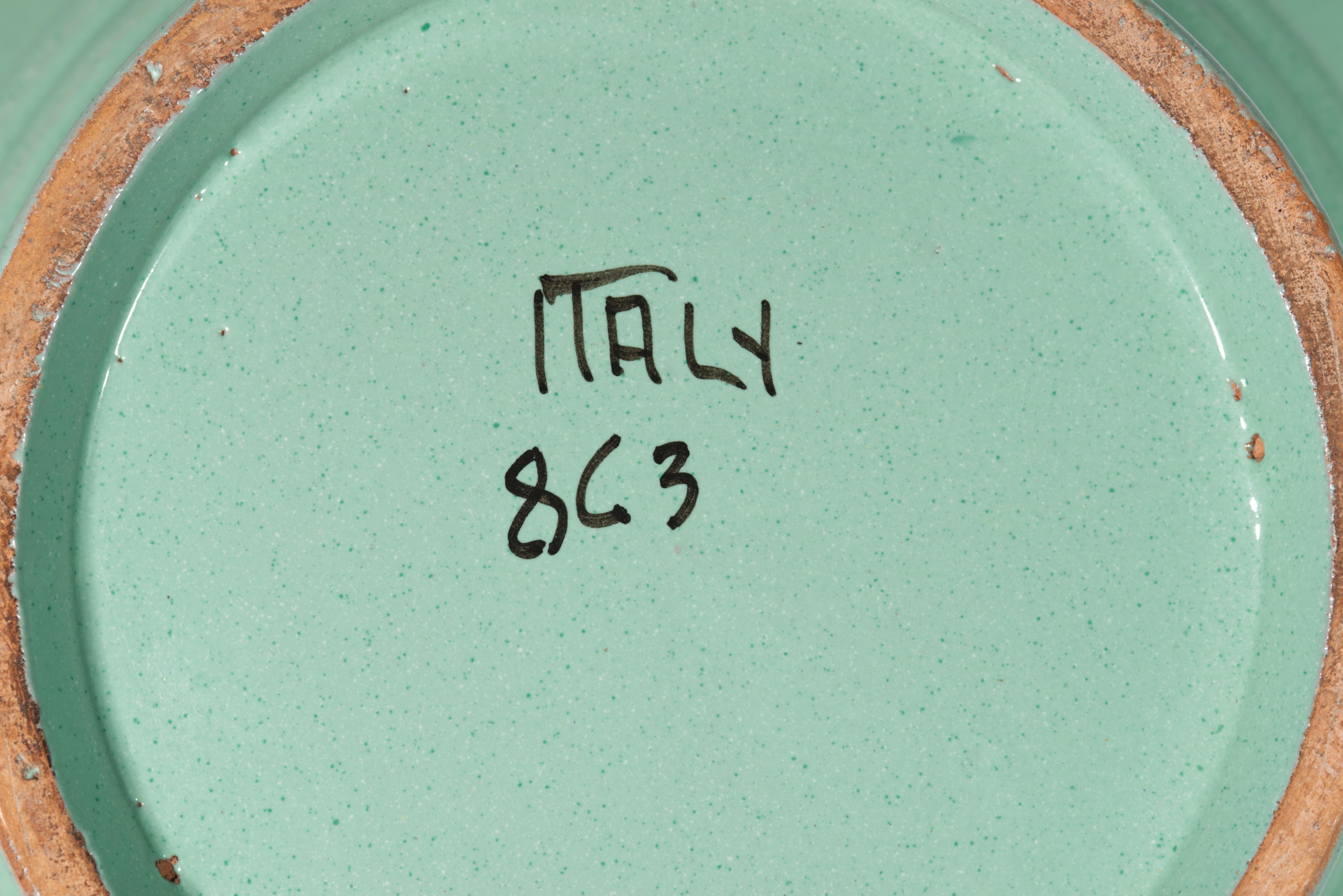 Bitossi Majolika Teal Keramik Schale Vase Tafelaufsatz, Italien 1950er-1960er im Angebot 1