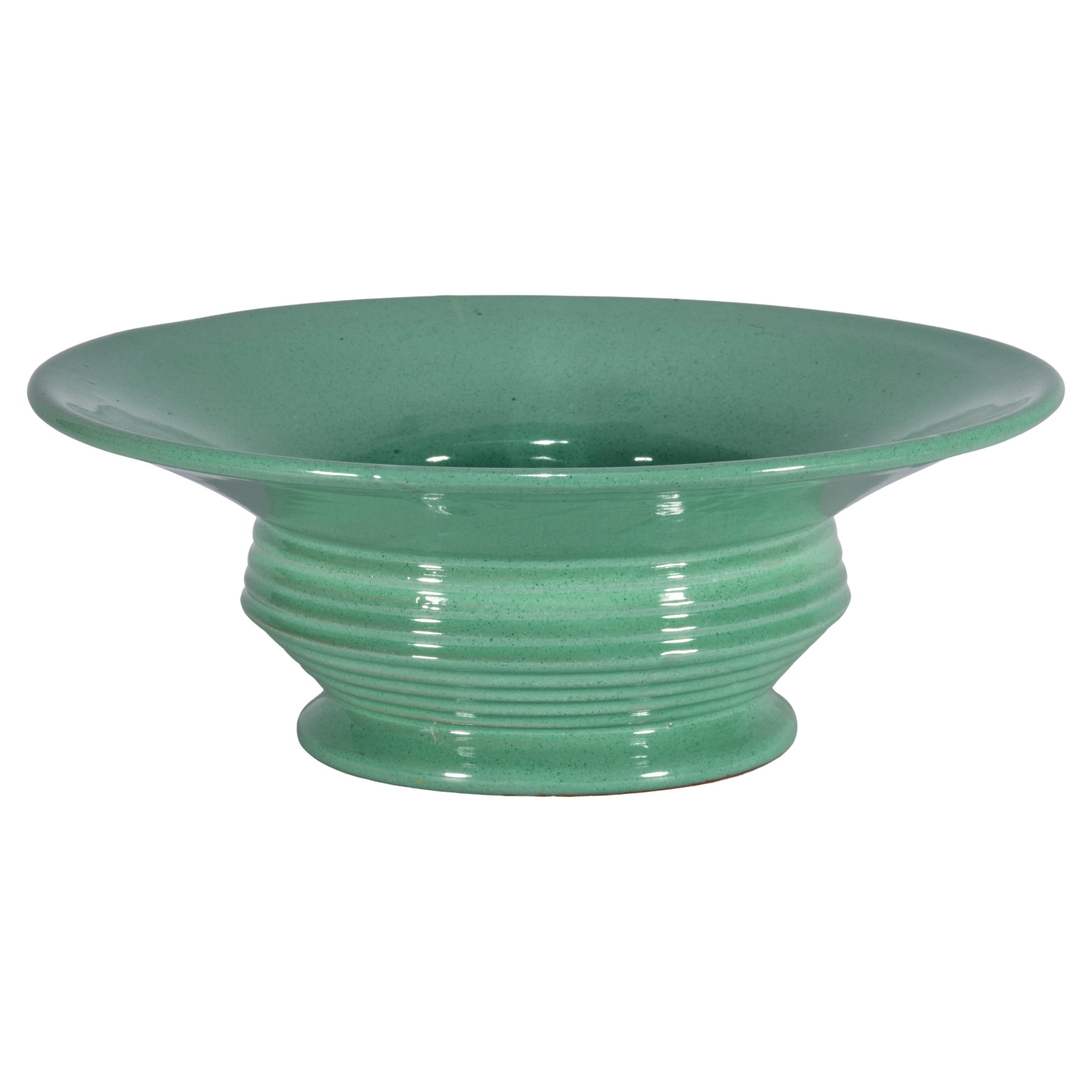 Bitossi Majolika Teal Keramik Schale Vase Tafelaufsatz, Italien 1950er-1960er im Angebot