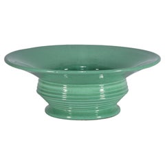 Bitossi Majolica Teal Ceramic Bowl Vase Centerpiece, Italy 1950s-1960s