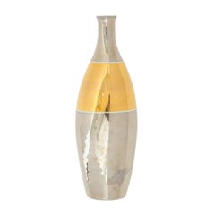 Alvino Bagni Vase, Ceramic, Metallic Platinum, Gold, Signed